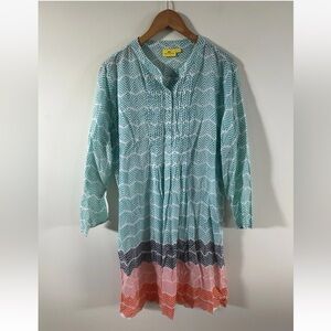 Roberta Roller Rabbit Blue dress geometric xl